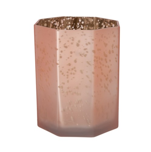 Artekko Frosted Κηροπήγιο Γυάλινο Ροζ (13x13x15)cm - 13cm  x 13cm  x 15cm