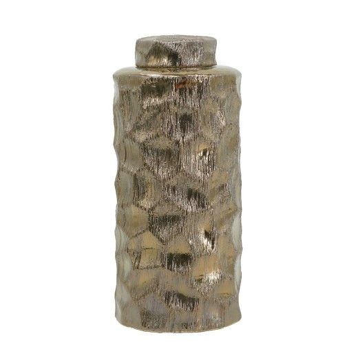 Artekko Lidded Διακοσμητικό Δοχείο Βάζο με Καπάκι Κεραμικό Μπρονζέ (14x14x32.5)cm - 14cm  x 14cm  x 32.5cm
