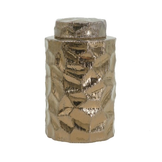 Artekko Lidded Διακοσμητικό Δοχείο Βάζο με Καπάκι Κεραμικό Μπρονζέ (15x15x25)cm - 15cm  x 15cm  x 25cm