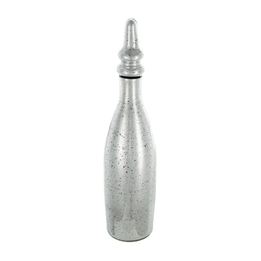 Artekko Silver Διακοσμητικό Βάζο με Πώμα Αντικέ Γυαλί Ασημί (14x14x53)cm - 14cm  x 14cm  x 53cm