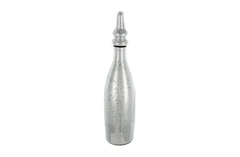 Artekko Silver Διακοσμητικό Βάζο με Πώμα Αντικέ Γυαλί Ασημί (14x14x53)cm - 14cm  x 14cm  x 53cm