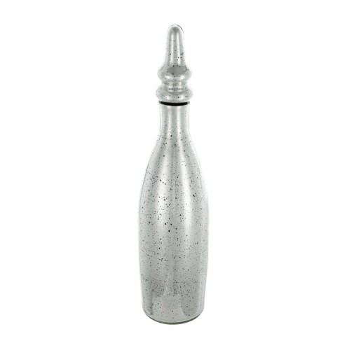 Artekko Silver Διακοσμητικό Βάζο με Πώμα Αντικέ Γυαλί Ασημί (14x14x53)cm - 14cm  x 14cm  x 53cm