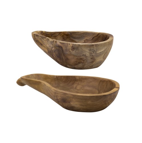 Artekko Woody Μπολ από Ξύλο Teak Φυσική Απόχρωση (41x23x9)cm Σετ/2 - 41cm  x 23cm  x 9cm