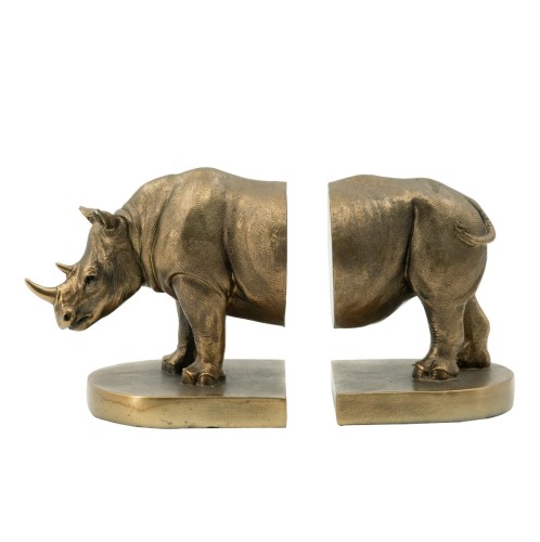 Artekko Rhino Βιβλιοστάτες Ρινόκερος Ρητίνη Χρυσό (27.5x12x15)cm Σετ/2 - 27.5cm  x 12cm  x 15cm