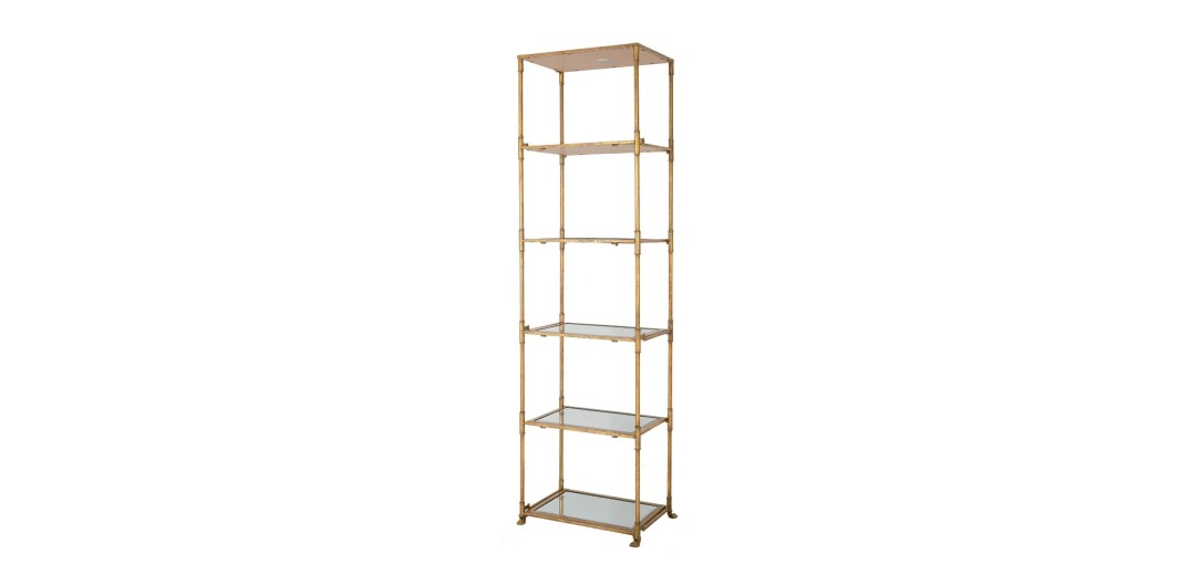 Artekko Perisa Ραφιέρα Βιβλιοθήκη με 5 Ράφια από Καθρέπτη Μεταλλική Χρυσή (50x37x179)cm - 50cm  x 37cm  x 179cm