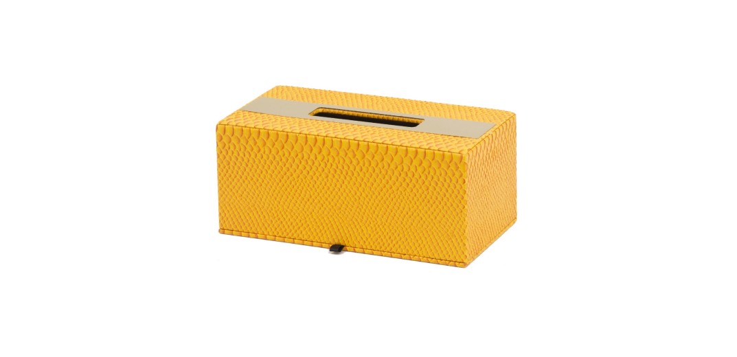 Artekko Lisa Κουτί Θήκη για Χαρτομάντηλα MDF Τεχνόδερμα Κίτρινο (27x14x12)cm - 27cm  x 14cm  x 12cm