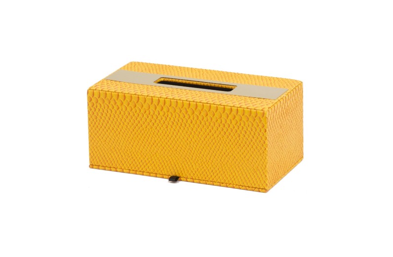 Artekko Lisa Κουτί Θήκη για Χαρτομάντηλα MDF Τεχνόδερμα Κίτρινο (27x14x12)cm - 27cm  x 14cm  x 12cm