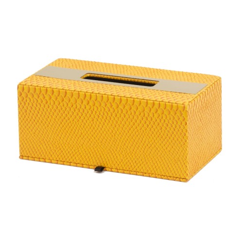 Artekko Lisa Κουτί Θήκη για Χαρτομάντηλα MDF Τεχνόδερμα Κίτρινο (27x14x12)cm - 27cm  x 14cm  x 12cm