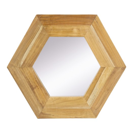 Artekko Mirror Καθρέφτης Τοίχου από Ξύλο Teak MDF Φυσική Απόχρωση (47x47x1.9)cm - 47cm  x 47cm  x 1.9cm