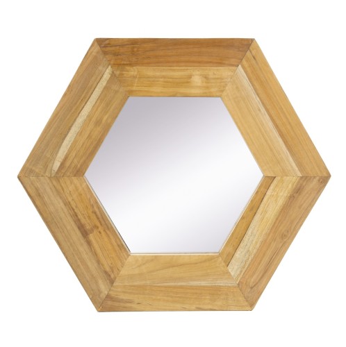 Artekko Mirror Καθρέφτης Τοίχου από Ξύλο Teak MDF Φυσική Απόχρωση (47x47x1.9)cm - 47cm  x 47cm  x 1.9cm