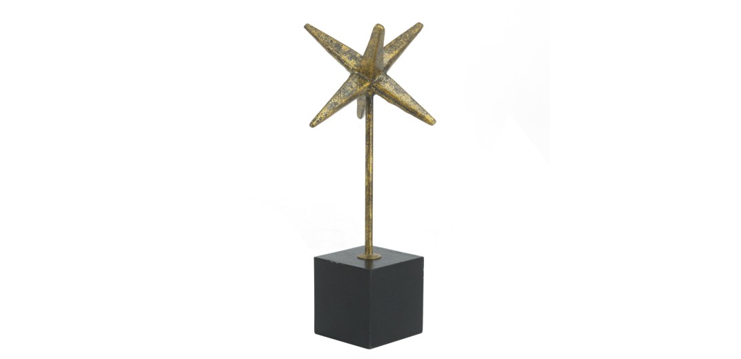 Artekko Trophy Διακοσμητικό Επιτραπέζιο Μέταλλο Χρυσό Μαύρο (8x8x32)cm - 8cm  x 8cm  x 32cm