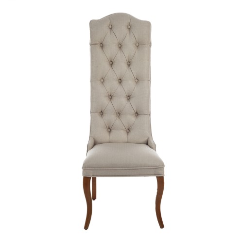 Artekko Sadler Καρέκλα με Ψηλή Πλάτη Ξύλο Ύφασμα Μπεζ (51x56x132)cm - 51cm  x 56cm  x 132cm