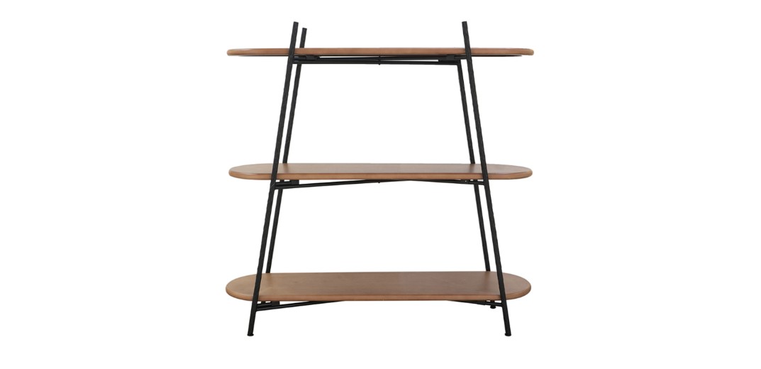 Artekko Shelf Ραφιέρα Βιβλιοθήκη 3 Επιπέδων MDF Μέταλλο Καφέ Μαύρο (108x35.5x107)cm - 108cm  x 35.5cm  x 107cm