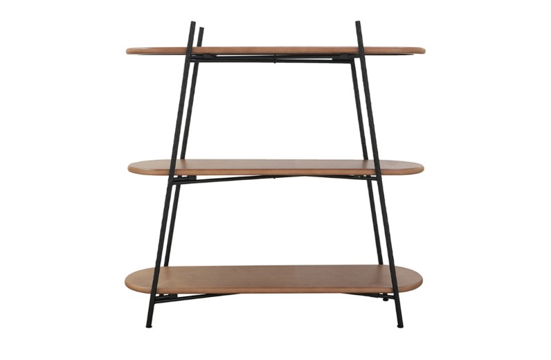 Artekko Shelf Ραφιέρα Βιβλιοθήκη 3 Επιπέδων MDF Μέταλλο Καφέ Μαύρο (108x35.5x107)cm - 108cm  x 35.5cm  x 107cm