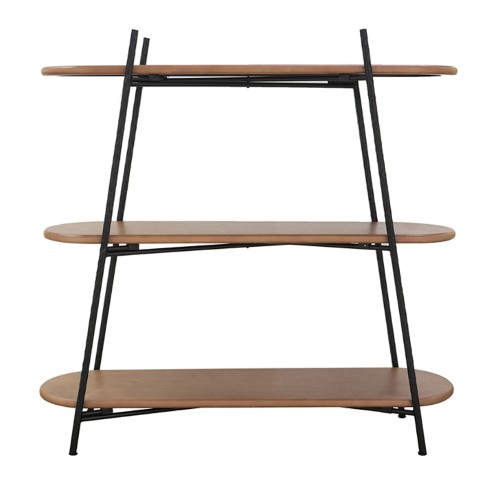 Artekko Shelf Ραφιέρα Βιβλιοθήκη 3 Επιπέδων MDF Μέταλλο Καφέ Μαύρο (108x35.5x107)cm - 108cm  x 35.5cm  x 107cm