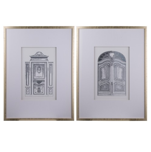 Artekko Frame Πίνακας με Κορνίζα Πλαστικό Γυαλί Χρυσό Λευκό (60x3x80)cm Σετ/2 - 60cm  x 3cm  x 80cm