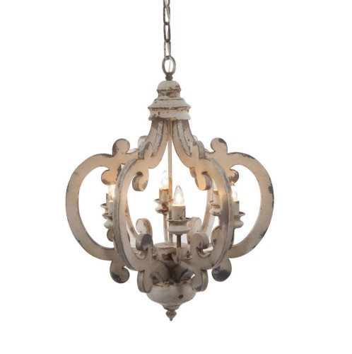 Artekko Chandelier Φωτιστικό Οροφής 6φωτο MDF Μέταλλο Λευκή Πατίνα (52x46x60.5)cm - 52cm  x 46cm  x 60.5cm