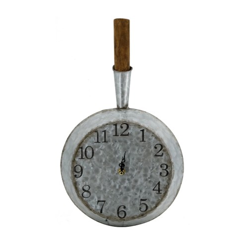 Artekko Clock Ρολόι Τοίχου Τηγάνι Μέταλλο Ξύλο Γαλβανιζέ (27x7.5x46)cm - 27cm  x 7.5cm  x 46cm