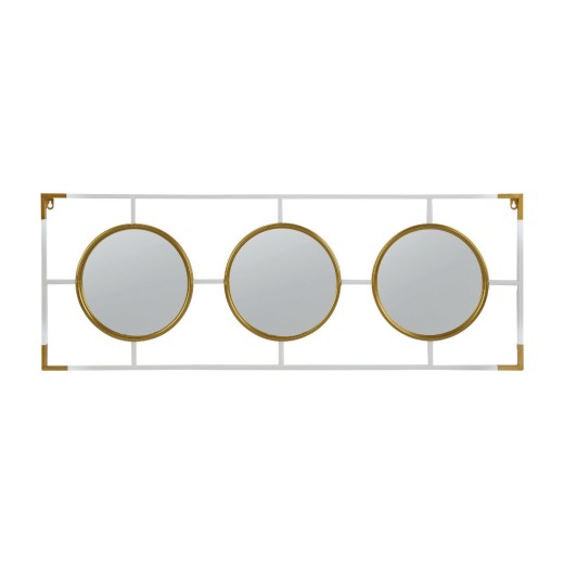 Artekko Hannes Καθρέπτης Τοίχου Μέταλλο Γυαλί Λευκό Χρυσό (110x2x40)cm - 110cm  x 2cm  x 40cm