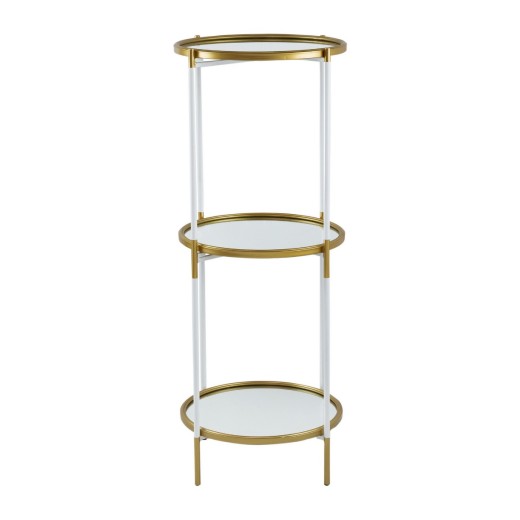 Artekko Hannes Ραφιέρα Τραπέζι Βοηθητικό με Καθρέπτη Μέταλλο Γυαλί Λευκό Χρυσό (41x41x100)cm - 41cm  x 41cm  x 100cm