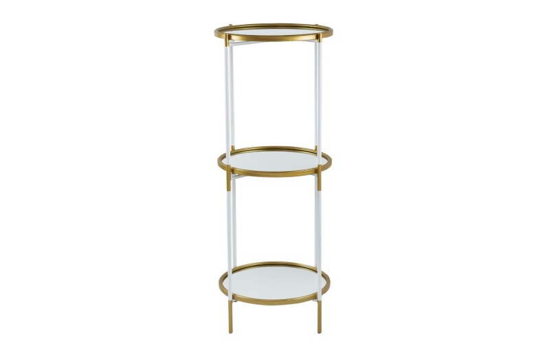 Artekko Hannes Ραφιέρα Τραπέζι Βοηθητικό με Καθρέπτη Μέταλλο Γυαλί Λευκό Χρυσό (41x41x100)cm - 41cm  x 41cm  x 100cm