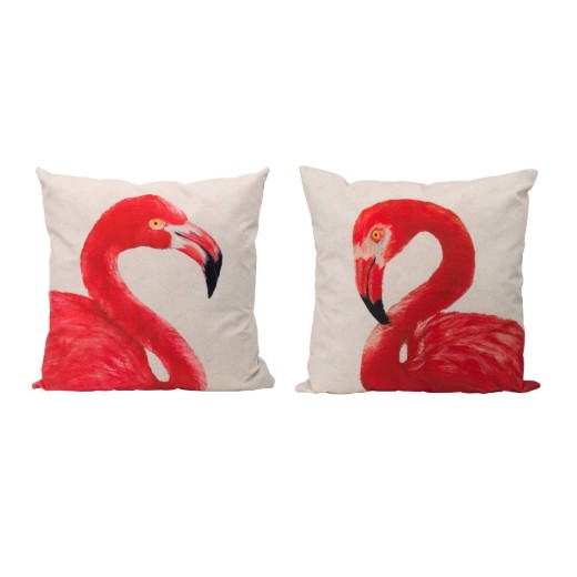Artekko Pillow Μαξιλάρι με Φλαμίγκο Ύφασμα Μπεζ Ροζ (57.6x57.9x14)cm Σετ/2 - 57.6cm  x 57.6cm  x 14cm