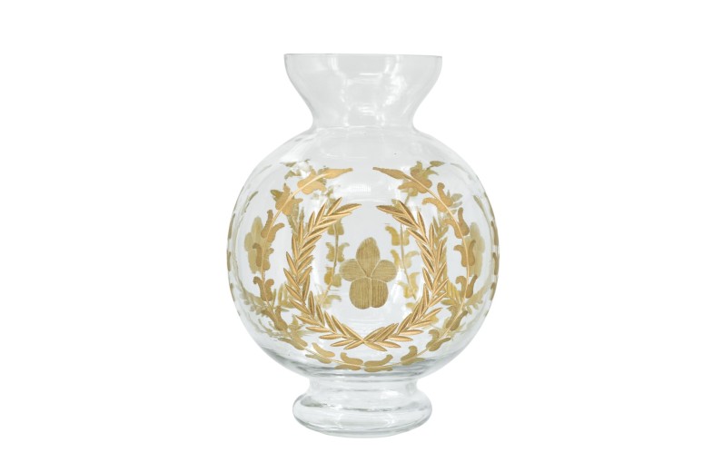 Artekko Aphelios Διακοσμητικό Βάζο Γυαλί Διάφανο Χρυσό (15x15x22)cm - 15cm  x 15cm  x 22cm