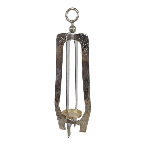 Artekko Lantern Διακοσμητικό Φανάρι Μεταλλικό Ασημί (21.6x21.6x69.9)cm - 21.6cm  x 21.6cm  x 69.9cm