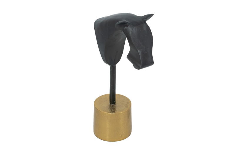 Artekko Figurine Διακοσμητικό Επιτραπέζιο Γλυπτό Αλόγου Μεταλλικό Χρυσό Μαύρο (17.8x10.2x35.6)cm - 17.8cm  x 10.2cm  x 35.6cm
