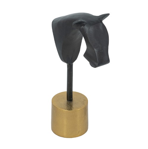 Artekko Figurine Διακοσμητικό Επιτραπέζιο Γλυπτό Αλόγου Μεταλλικό Χρυσό Μαύρο (17.8x10.2x35.6)cm - 17.8cm  x 10.2cm  x 35.6cm