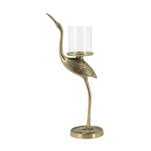 Artekko Crane Κηροπηγιο Μεταλλικό Χρυσό (17x13x35)cm - 17cm  x 13cm  x 35cm