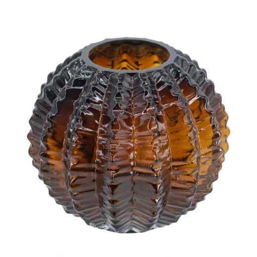 Artekko Briar Βάζο Γυάλινο Καφέ (17x17x15.5)cm - 17cm  x 17cm  x 15.5cm