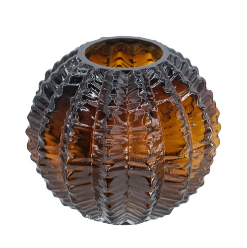 Artekko Briar Βάζο Γυάλινο Καφέ (17x17x15.5)cm - 17cm  x 17cm  x 15.5cm
