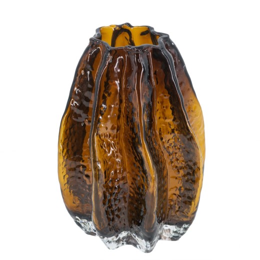 Artekko Briar Βάζο Γυάλινο Καφέ (14x14x21)cm - 14cm  x 14cm  x 21cm