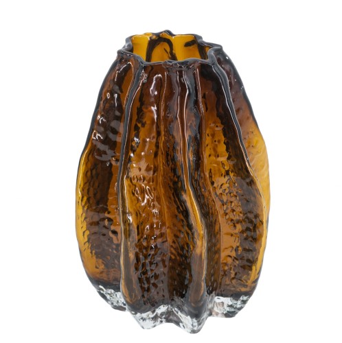 Artekko Briar Βάζο Γυάλινο Καφέ (14x14x21)cm - 14cm  x 14cm  x 21cm