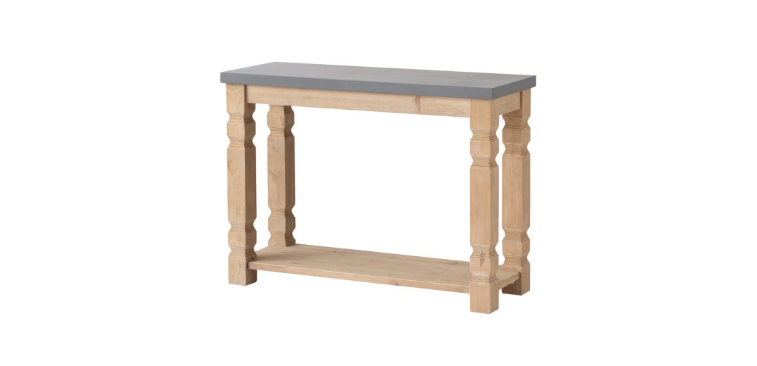 Artekko Console Κονσόλα Διώροφη από Ξύλο Ελάτης MDF Γκρι Φυσική Απόχρωση (106.5x40x79)cm - 106.5cm  x 40cm  x 79cm