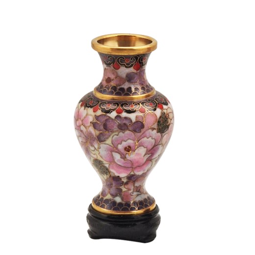 Artekko Chinese 1000 Flowers Cloisonne Αυθεντικό Χάλκινο Διακοσμητικό Βάζο 11cm - 4cm  x 4cm  x 11cm