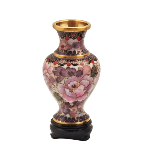 Artekko Chinese 1000 Flowers Cloisonne Αυθεντικό Χάλκινο Διακοσμητικό Βάζο 11cm - 4cm  x 4cm  x 11cm