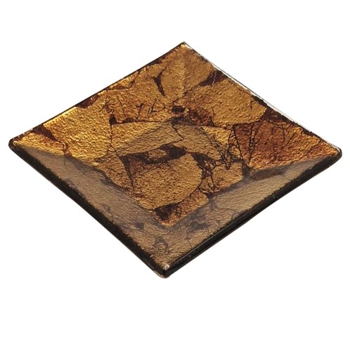 Artekko Golden Leaf Γυάλινο Πιάτο Γλυκού (15x15x2)cm - 15cm  x 15cm  x 2cm