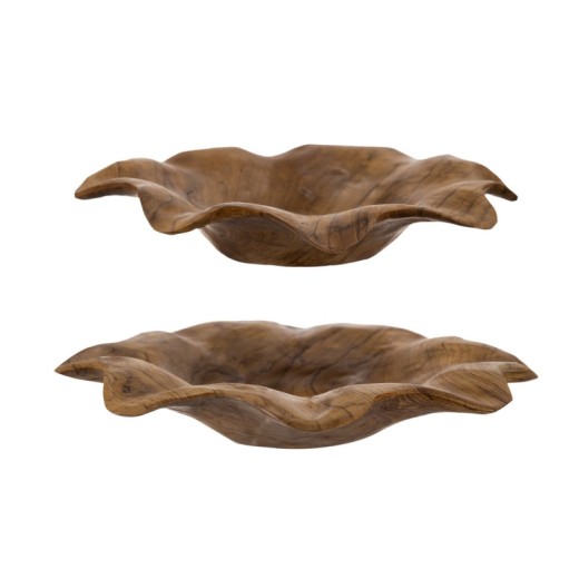 Artekko Woody Μπολ Διακοσμητικό από Ξύλο Teak (30x30x5)cm Σετ/2 - 30cm  x 30cm  x 5cm