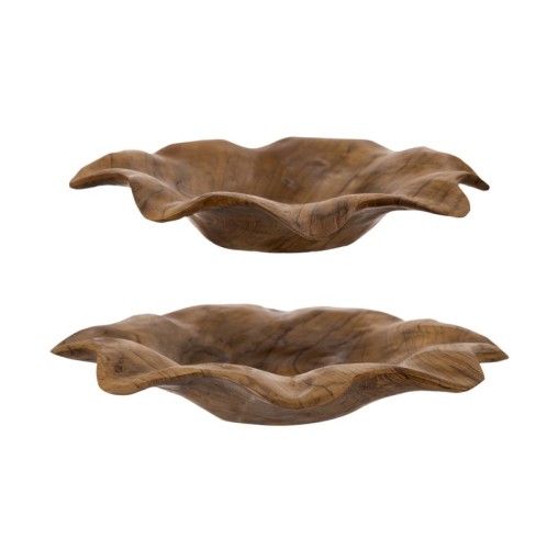 Artekko Woody Μπολ Διακοσμητικό από Ξύλο Teak (30x30x5)cm Σετ/2 - 30cm  x 30cm  x 5cm