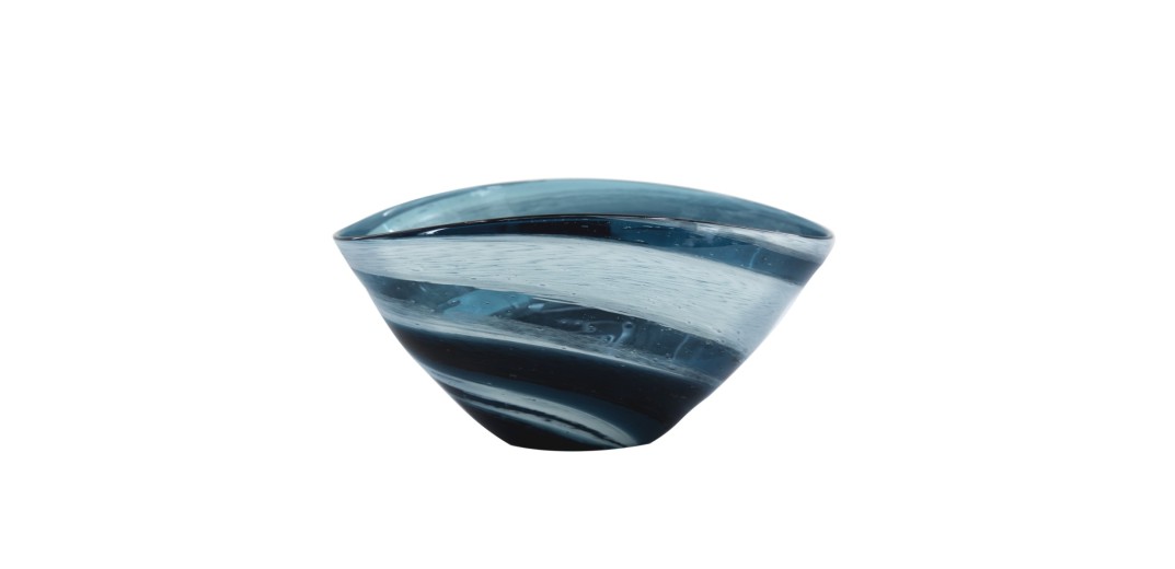 Artekko Mayron Διακοσμητικό Γυάλινο Μπλε Μπολ (22x16x30)cm - 22cm  x 16cm  x 30cm