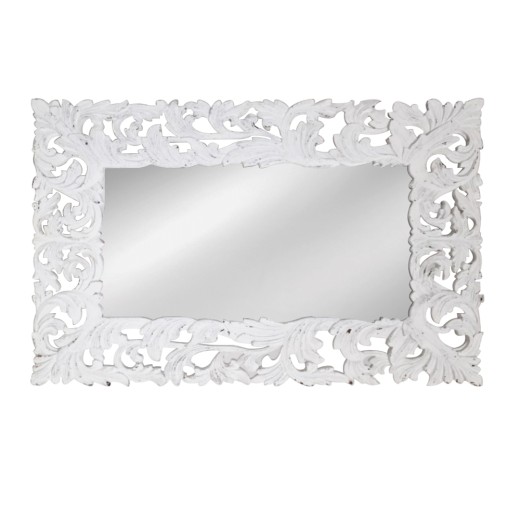 Artekko Mirroki Ξύλινος Λευκός Σκαλιστός Καθρέπτης Τοίχου (150x100)cm - 150cm  x 100cm  x 5cm