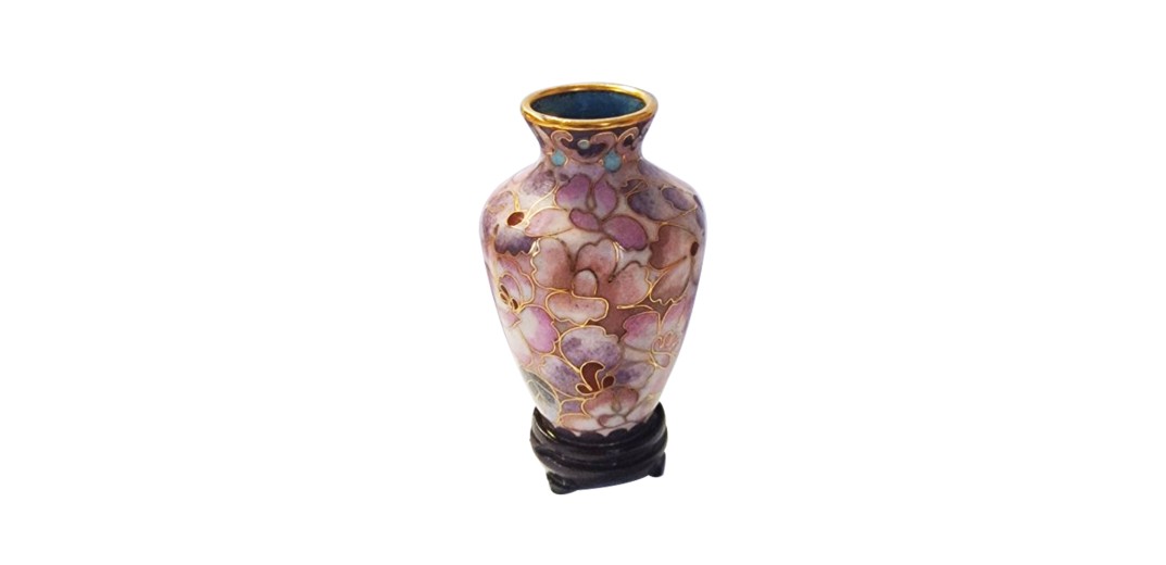 Artekko Chinese 1000 Flowers Cloisonne Αυθεντικό Χάλκινο Διακοσμητικό Βάζο 7cm - 2cm  x 2cm  x 7cm