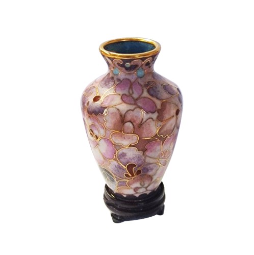 Artekko Chinese 1000 Flowers Cloisonne Αυθεντικό Χάλκινο Διακοσμητικό Βάζο 7cm - 2cm  x 2cm  x 7cm