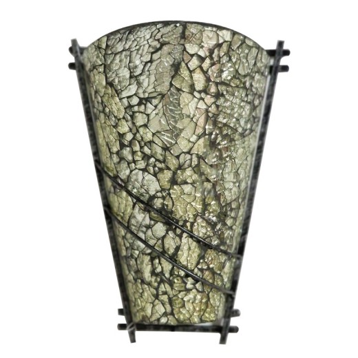 Artekko Crackle Color Γυάλινο Κρακελέ Ασημί Φωτιστικό Τοίχου Απλίκα E14 σε Μεταλλική Βάση (22x12x30)cm - 22cm  x 12cm  x 30cm