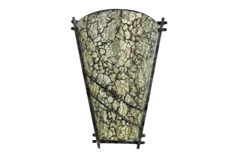 Artekko Crackle Color Γυάλινο Κρακελέ Ασημί Φωτιστικό Τοίχου Απλίκα E14 σε Μεταλλική Βάση (22x12x30)cm - 22cm  x 12cm  x 30cm