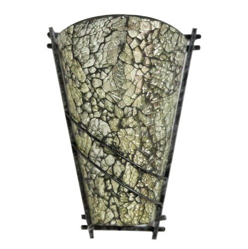 Artekko Crackle Color Γυάλινο Κρακελέ Ασημί Φωτιστικό Τοίχου Απλίκα E14 σε Μεταλλική Βάση (22x12x30)cm - 22cm  x 12cm  x 30cm