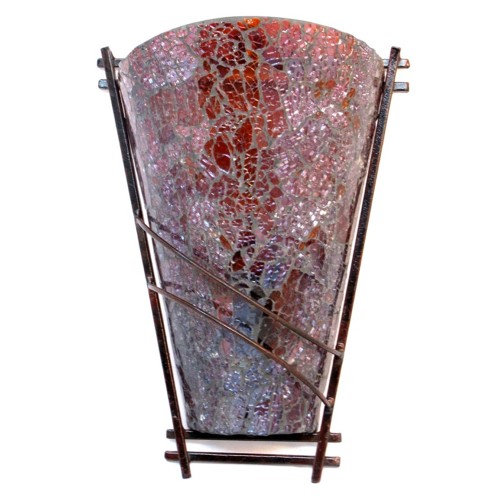 Artekko Crackle Color Γυάλινο Κρακελέ Μπορντό Φωτιστικό Τοίχου Απλίκα E14 σε Μεταλλική Βάση (22x12x30) - 22cm  x 12cm  x 30cm