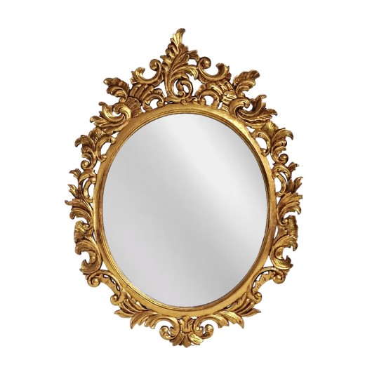 Artekko Mirroki Ξύλινος Oval Χρυσός Σκαλιστός Καθρέπτης Τοίχου (110 x 85)cm - 110cm  x 85cm  x 5cm